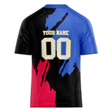 Custom Unisex Black & Blue Pattern Football Jersey