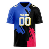 Custom Unisex Black & Blue Pattern Football Jersey