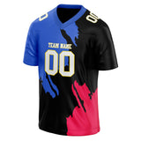 Custom Unisex Black & Blue Pattern Football Jersey