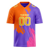 Custom Unisex Purple & Orange Pattern Football Jersey