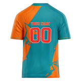 Custom Unisex Teal & Orange Pattern Football Jersey