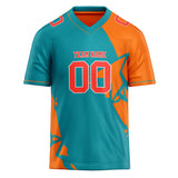 Custom Unisex Teal & Orange Pattern Football Jersey