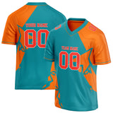 Custom Unisex Teal & Orange Pattern Football Jersey