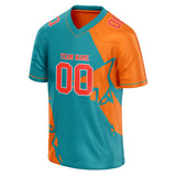 Custom Unisex Teal & Orange Pattern Football Jersey