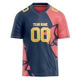 Custom Unisex Navy & Pink Pattern Football Jersey