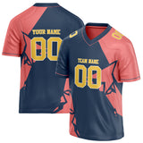 Custom Unisex Navy & Pink Pattern Football Jersey