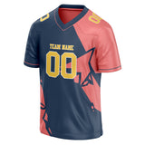 Custom Unisex Navy & Pink Pattern Football Jersey