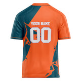 Custom Unisex Orange & Navy Pattern Football Jersey