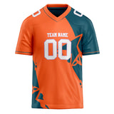 Custom Unisex Orange & Navy Pattern Football Jersey