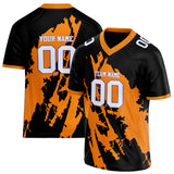 Custom Unisex Orange & Black Pattern Football Jersey