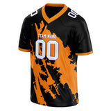 Custom Unisex Orange & Black Pattern Football Jersey