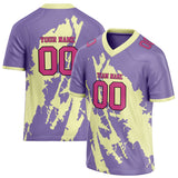 Custom Unisex Cream & Purple Pattern Football Jersey