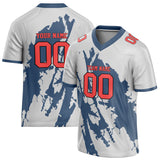 Custom Unisex Grayish & Blue Gray Pattern Football Jersey