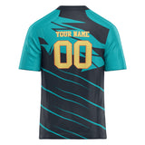 Custom Unisex Navy & Teal Pattern Football Jersey