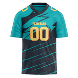 Custom Unisex Navy & Teal Pattern Football Jersey