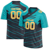 Custom Unisex Navy & Teal Pattern Football Jersey