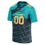 Custom Unisex Navy & Teal Pattern Football Jersey