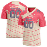 Custom Unisex Cream & Pink Pattern Football Jersey