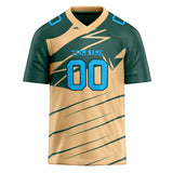 Custom Unisex Light Brown & Dark Green Pattern Football Jersey