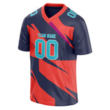 Custom Unisex Orange & Navy Pattern Football Jersey