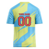 Custom Unisex Light Green & Light Blue Pattern Football Jersey