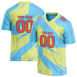 Custom Unisex Light Green & Light Blue Pattern Football Jersey