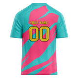 Custom Unisex Teal & Pink Pattern Football Jersey