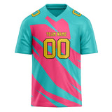 Custom Unisex Teal & Pink Pattern Football Jersey