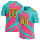 Custom Unisex Teal & Pink Pattern Football Jersey