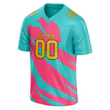 Custom Unisex Teal & Pink Pattern Football Jersey