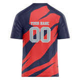 Custom Unisex Navy & Orange Pattern Football Jersey