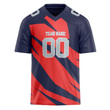 Custom Unisex Navy & Orange Pattern Football Jersey