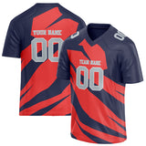 Custom Unisex Navy & Orange Pattern Football Jersey