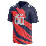 Custom Unisex Navy & Orange Pattern Football Jersey