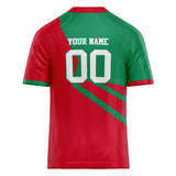 Custom Unisex Red & Kelly Green Pattern Football Jersey