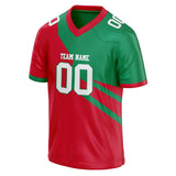 Custom Unisex Red & Kelly Green Pattern Football Jersey