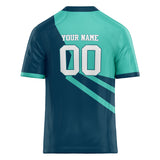 Custom Unisex Navy & Teal Pattern Football Jersey