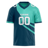 Custom Unisex Navy & Teal Pattern Football Jersey