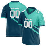 Custom Unisex Navy & Teal Pattern Football Jersey