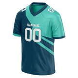 Custom Unisex Navy & Teal Pattern Football Jersey