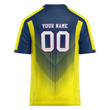 Custom Unisex Neon Yellow & Navy Pattern Football Jersey