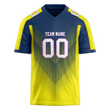 Custom Unisex Neon Yellow & Navy Pattern Football Jersey