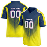 Custom Unisex Neon Yellow & Navy Pattern Football Jersey