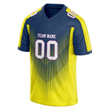 Custom Unisex Neon Yellow & Navy Pattern Football Jersey