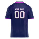 Custom Unisex Navy & Purple Pattern Football Jersey