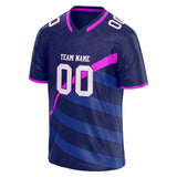 Custom Unisex Navy & Purple Pattern Football Jersey