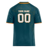 Custom Unisex Blue Green & Dark Teal Pattern Football Jersey