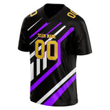 Custom Unisex Black & Purple Pattern Football Jersey