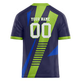 Custom Unisex Navy & Neon Green Pattern Football Jersey