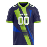 Custom Unisex Navy & Neon Green Pattern Football Jersey